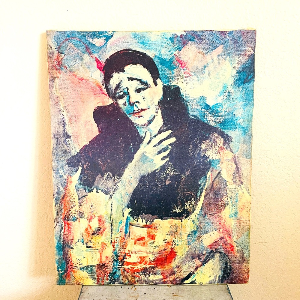 Vintage MCM Mime Sad Clown Lithograph